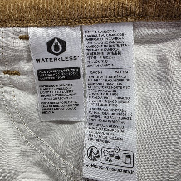 Levis 94 Baggy Corduroy Pants Womens 27x31 Brown Tan Straight Leg 5 Pocket - Picture 10 of 12